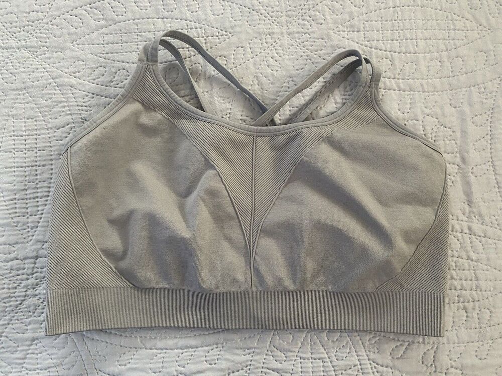 Soma Sport Sz XXL Gray Seamless Strappy Bra Sports Bra Bralette No Pads
